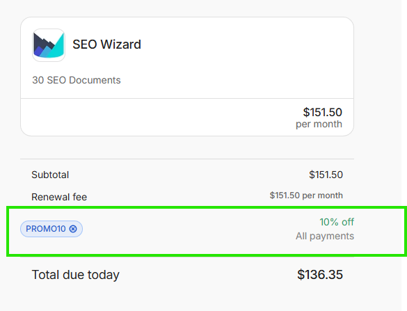 Coupon verification screenshot on Outranking