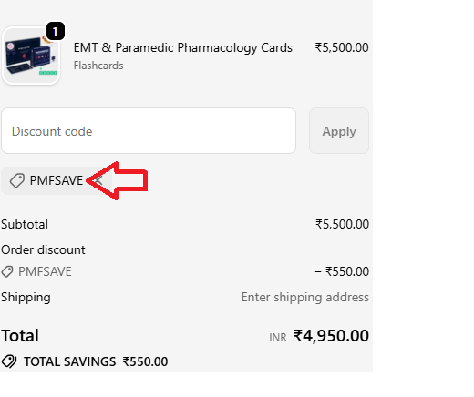 Screenshot of tested coupon for Paramedic Flash