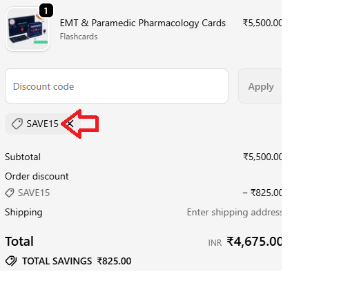 Screenshot of tested coupon for Paramedic Flash