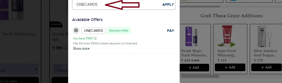 Coupon verification screenshot on Perfora