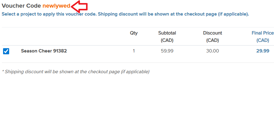Screenshot of tested coupon for Photobook