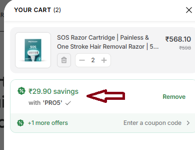 Coupon verification screenshot on Protouch