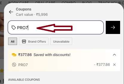 Coupon verification screenshot on Protouch