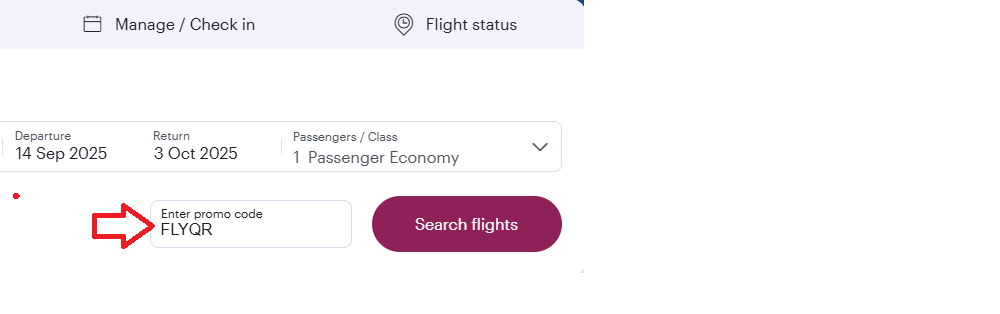 Coupon verification screenshot on Qatar Airways