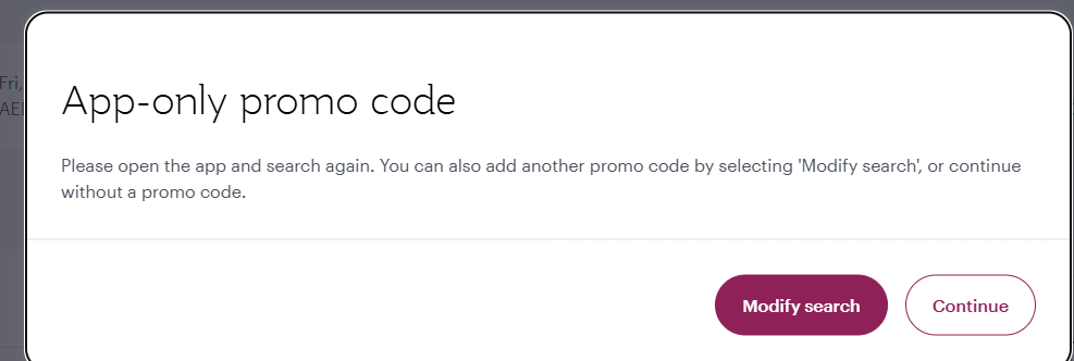 Screenshot of tested coupon for Qatar Airways