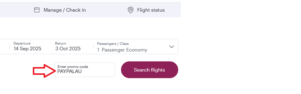 Coupon verification screenshot on Qatar Airways