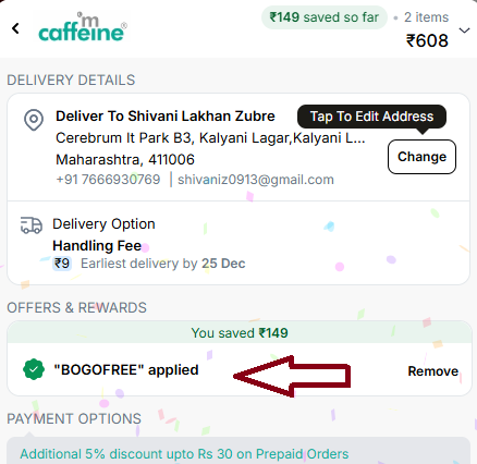 Coupon verification screenshot on Rangriti