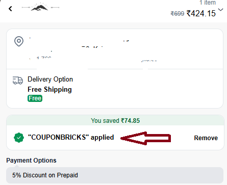 Coupon verification screenshot on Rasayanam