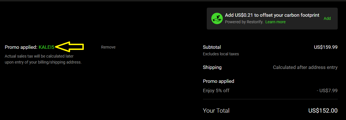 Coupon verification screenshot on Razer