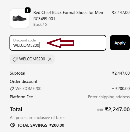 Coupon verification screenshot on Red Chief