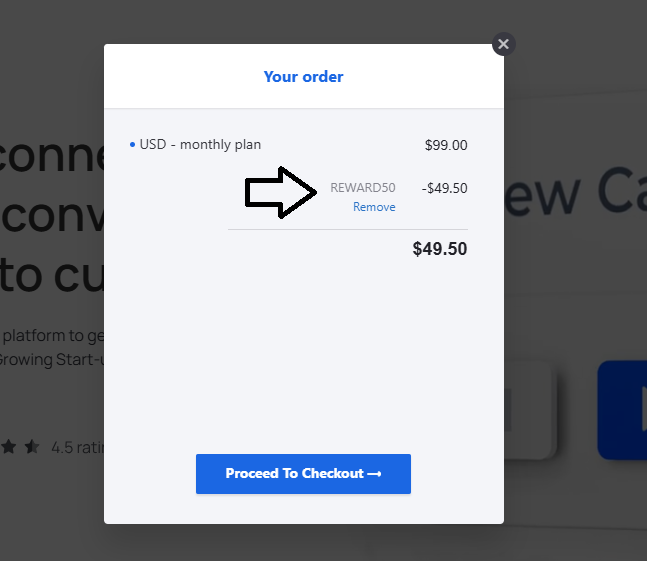 Coupon verification screenshot on SalesFlow