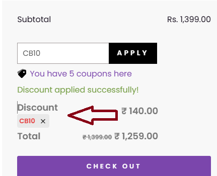 Coupon verification screenshot on Salty