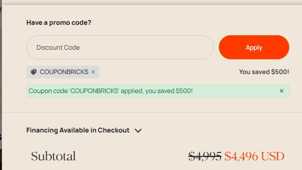 Screenshot of tested coupon for Sauna Space