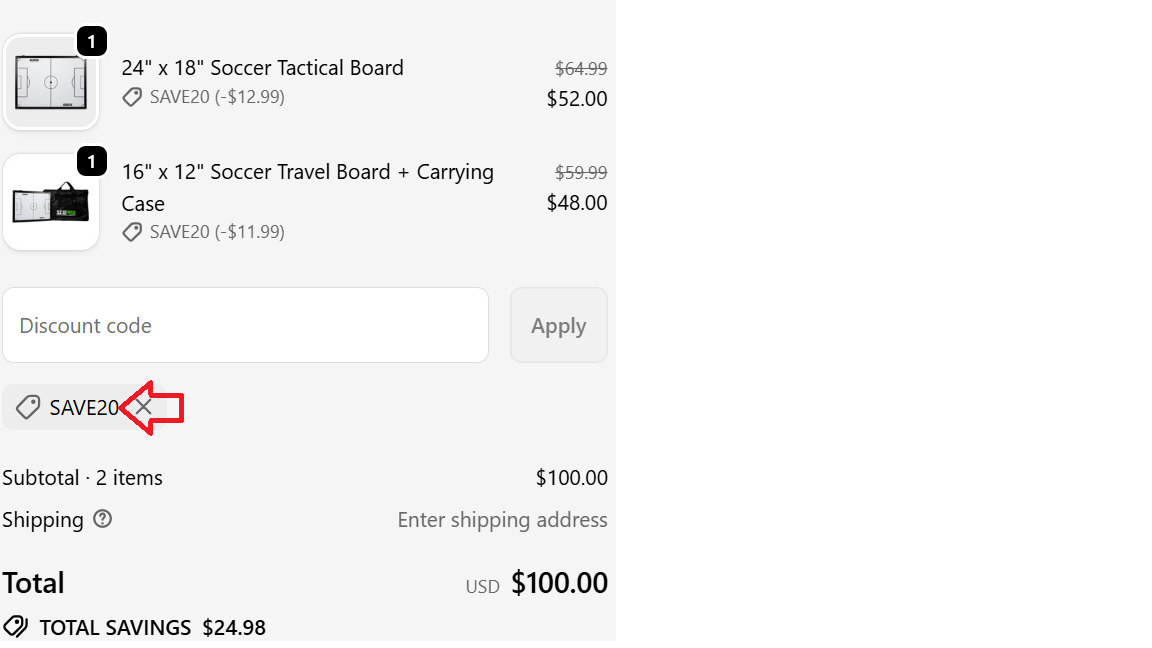 Coupon verification screenshot on SCOPRO Products