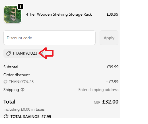 Coupon verification screenshot on Selections
