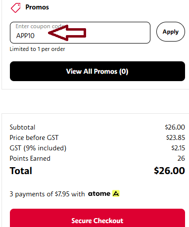 Coupon verification screenshot on Sephora