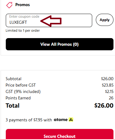 Coupon verification screenshot on Sephora