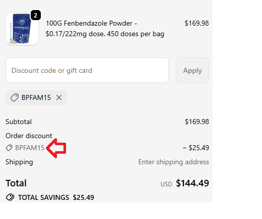 Coupon verification screenshot on Shop BP Life