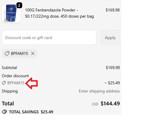 Coupon verification screenshot on Shop BP Life