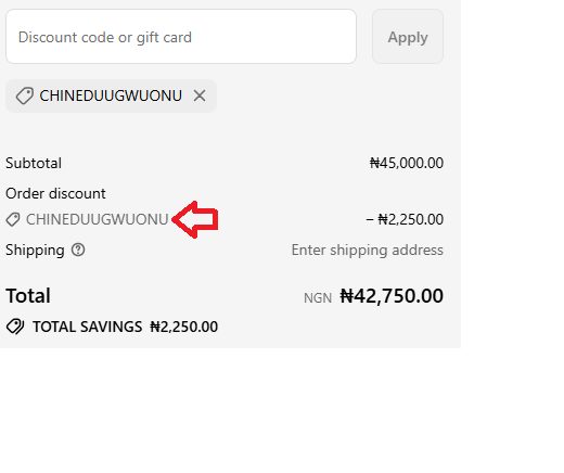 Coupon verification screenshot on Shopinverse
