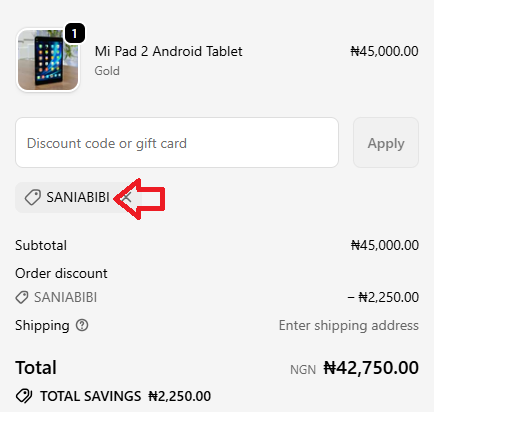 Coupon verification screenshot on Shopinverse