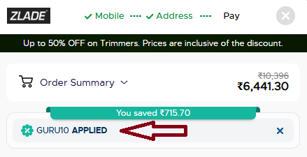 Coupon verification screenshot on Shopzlade