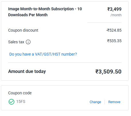 Coupon verification screenshot on Shutterstock