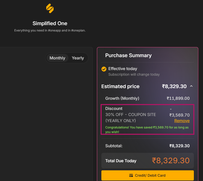 Coupon verification screenshot on Simplified