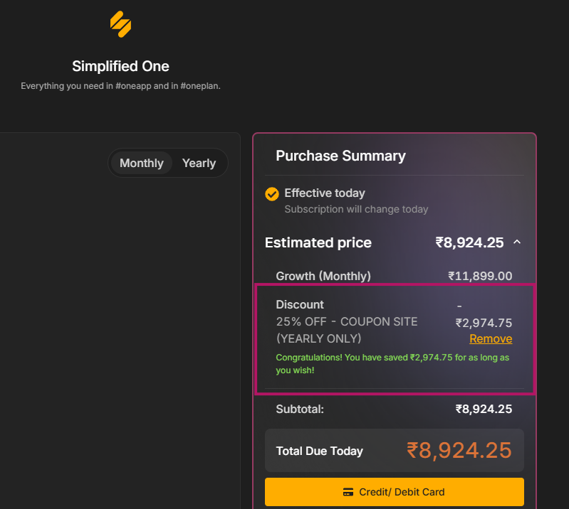 Coupon verification screenshot on Simplified