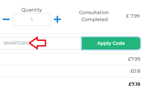 Coupon verification screenshot on Simply Meds Online