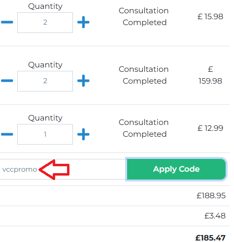Coupon verification screenshot on Simply Meds Online