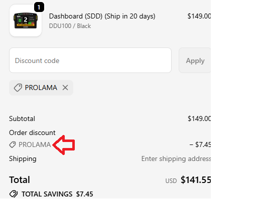 Screenshot of tested coupon for Simube