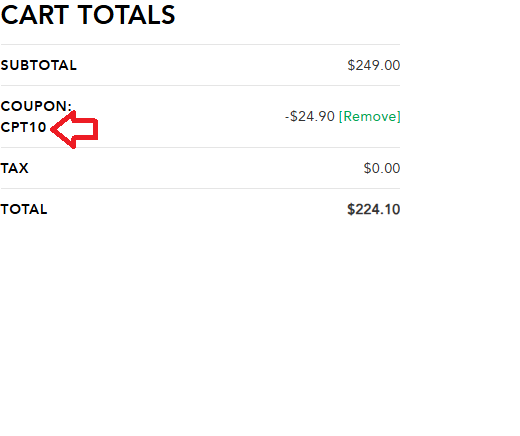 Coupon verification screenshot on SleepAndBeyond
