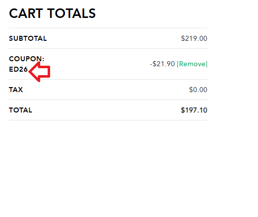 Coupon verification screenshot on SleepAndBeyond