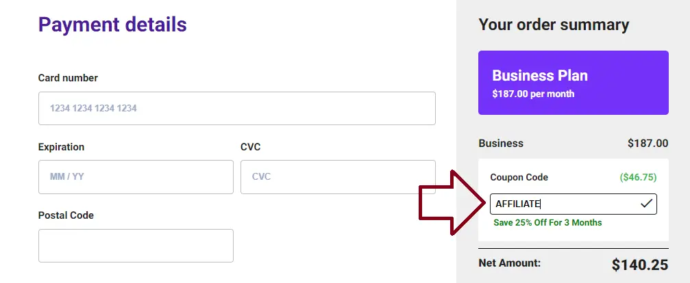 Coupon verification screenshot on SmartScout