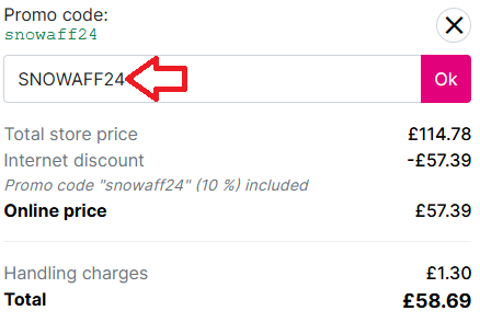 Coupon verification screenshot on Snow Rental