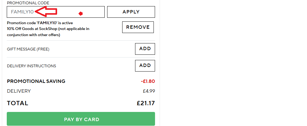 Coupon verification screenshot on Sock Shop