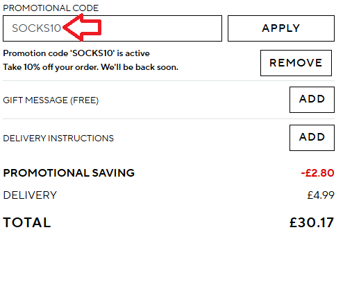 Coupon verification screenshot on Sock Shop
