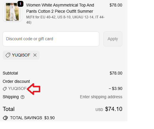 Coupon verification screenshot on Soolinen