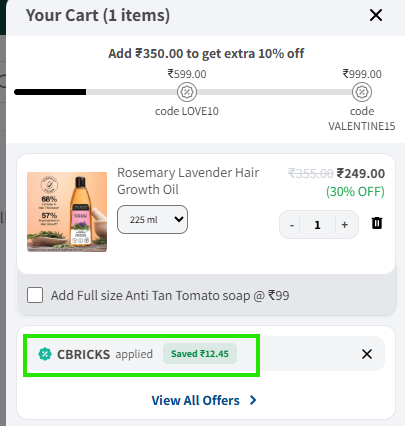 Coupon verification screenshot on Soulflower