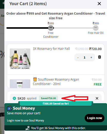 Coupon verification screenshot on Soulflower
