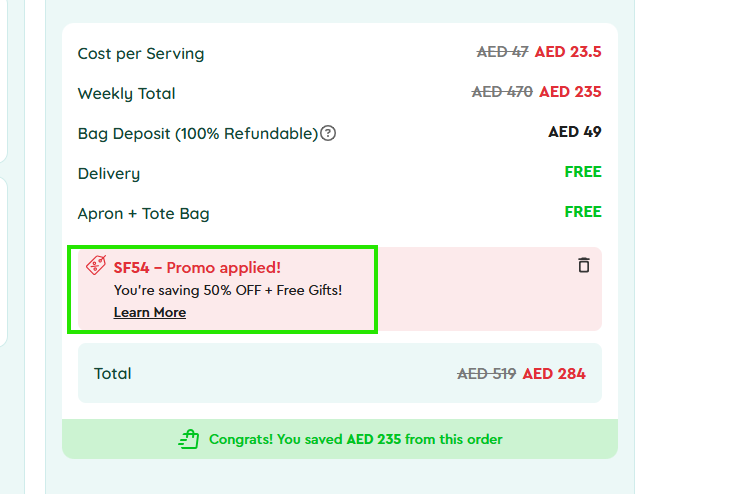 Coupon verification screenshot on Spring Feeling
