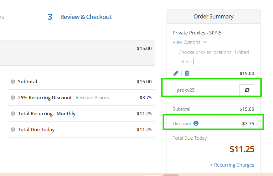 Coupon verification screenshot on SSL Private Proxy