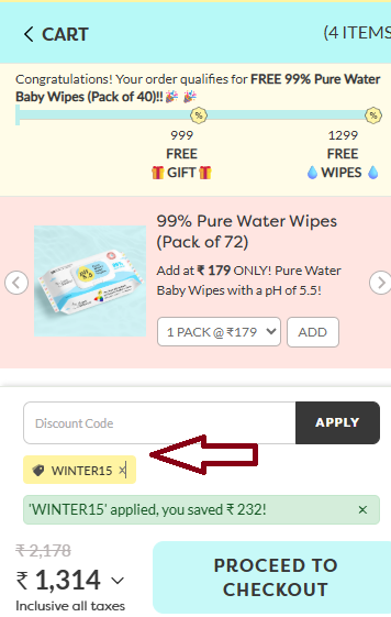 Coupon verification screenshot on Superbottoms
