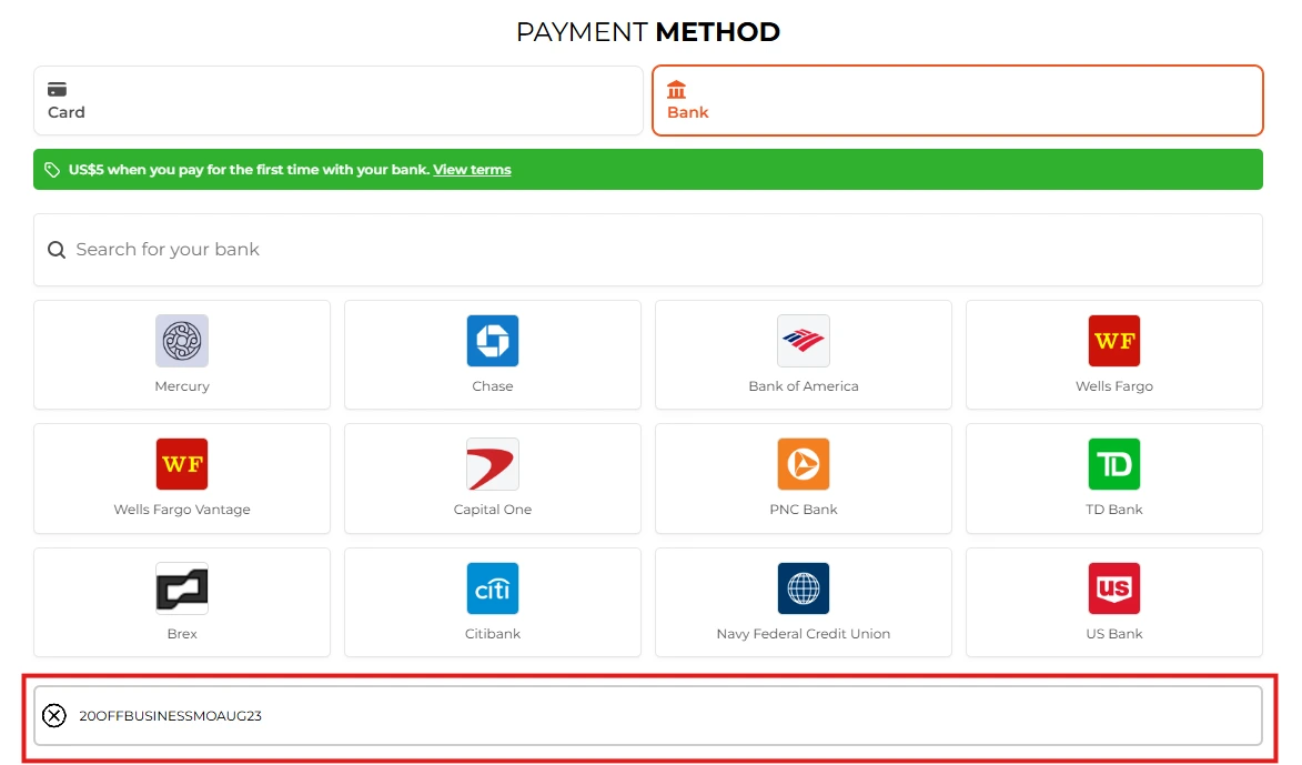Coupon verification screenshot on Switcher Studio