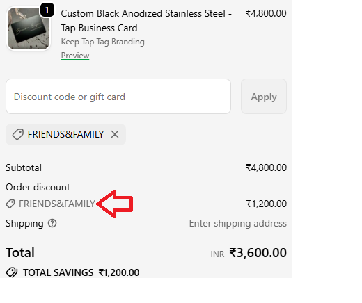 Screenshot of tested coupon for Tap Tag