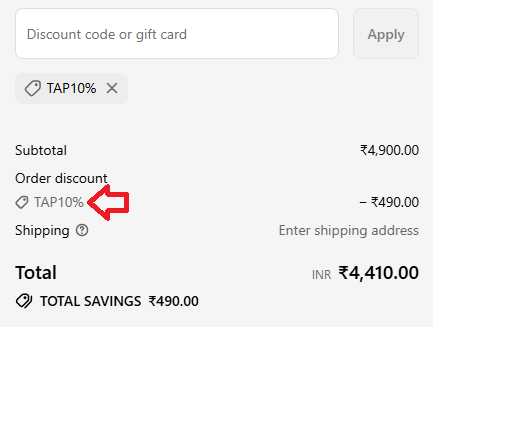 Screenshot of tested coupon for Tap Tag