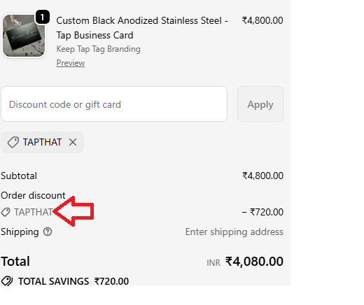 Screenshot of tested coupon for Tap Tag