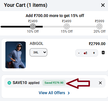 Coupon verification screenshot on The Bear House