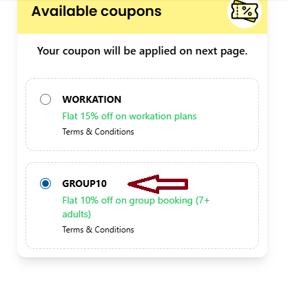 Coupon verification screenshot on The Hosteller